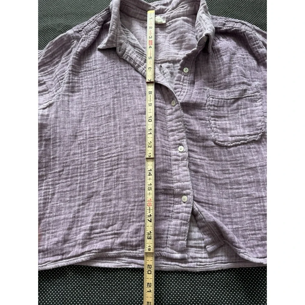 Anthropologie Daily Practice Santorini Button Up Shirt Sz L Gauze Beach Boho - Picture 2 of 6